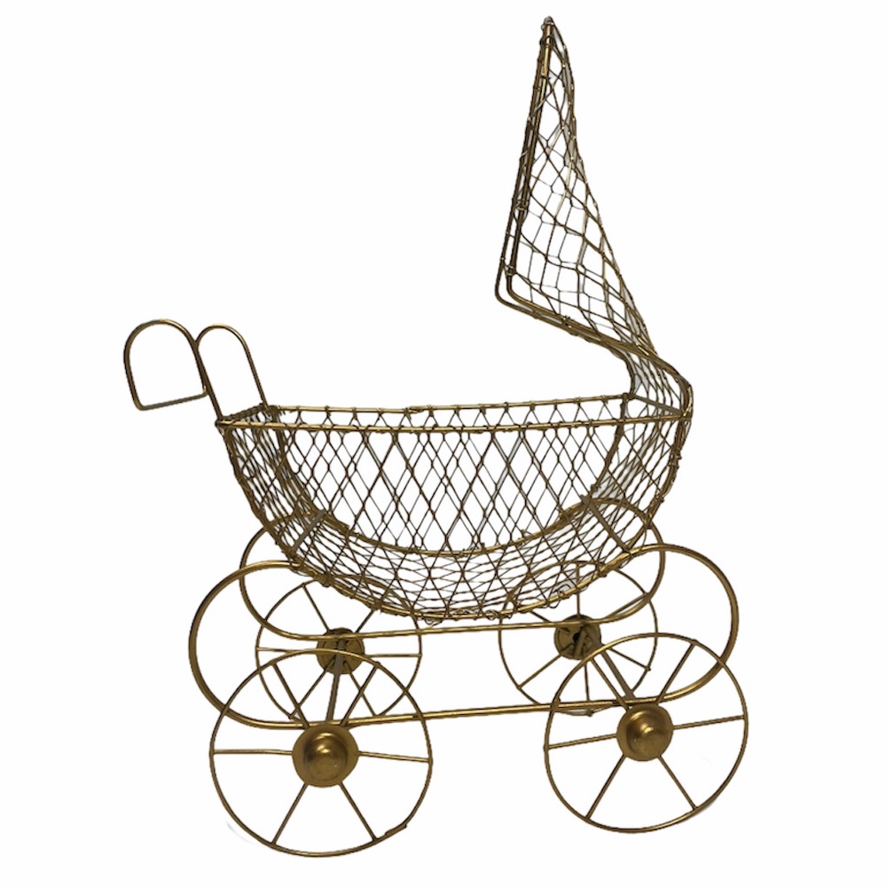 Victorian Antique Reproduction Doll Carriage Handmade Hand Crafted Metal Pram - Picture 9 of 14